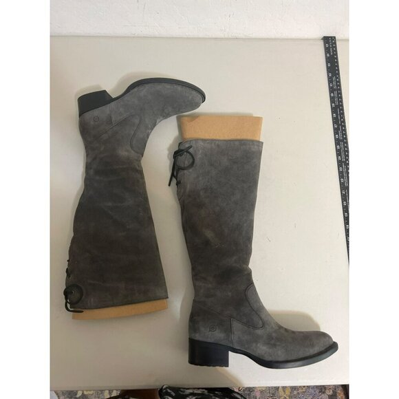 Born Cotto Women Boots New Sz 7.5M Grey Carbon Suede Leather Riding Boots - Picture 7 of 7